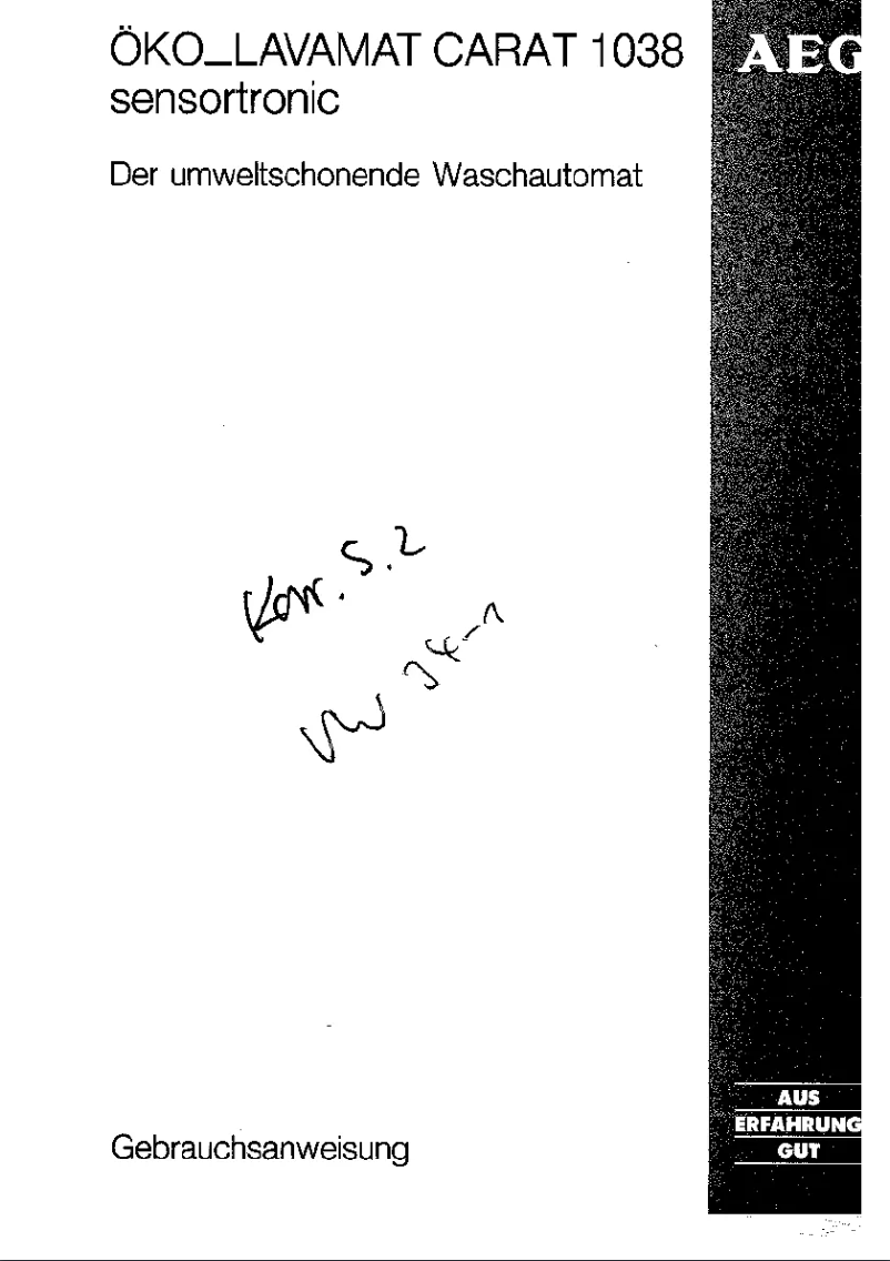 Page 1 de la notice Manuel utilisateur AEG Lavamat Carat 1038