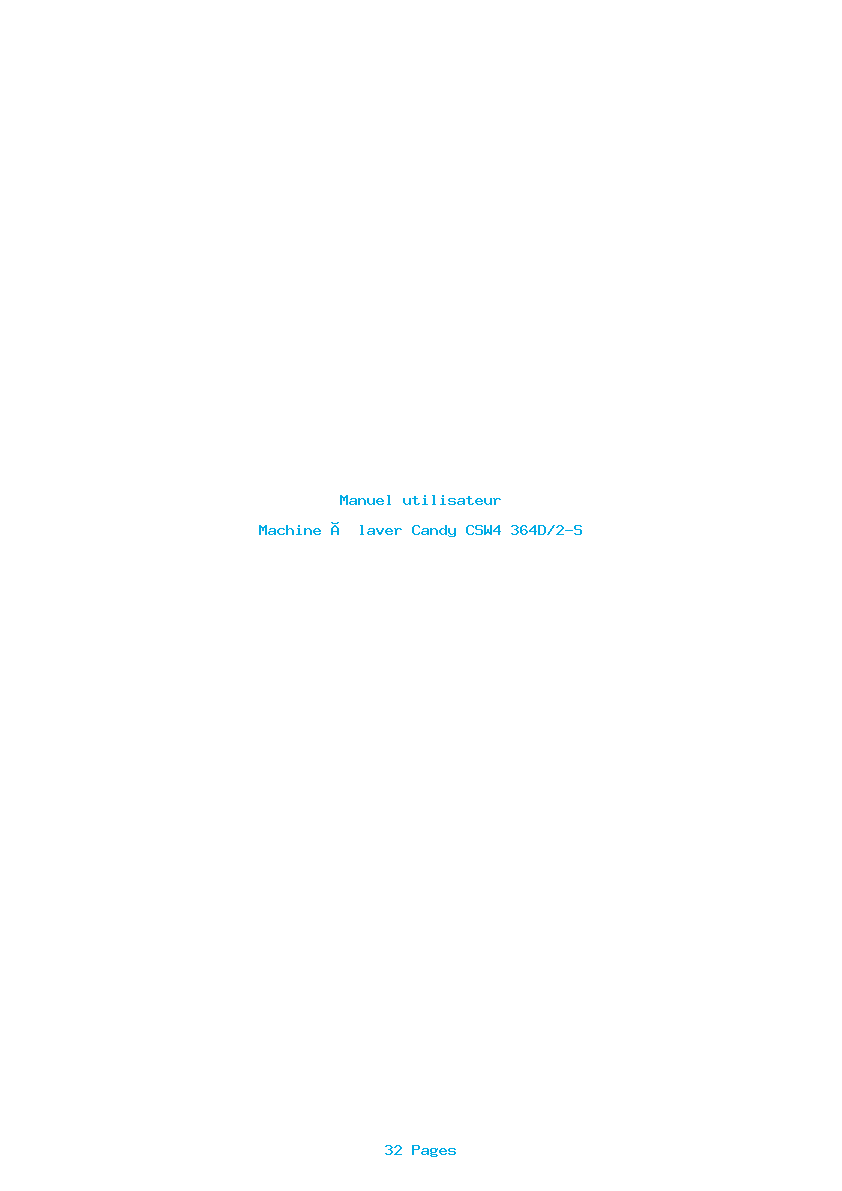 Page 1 de la notice Manuel utilisateur Candy CSW4 364D/2-S