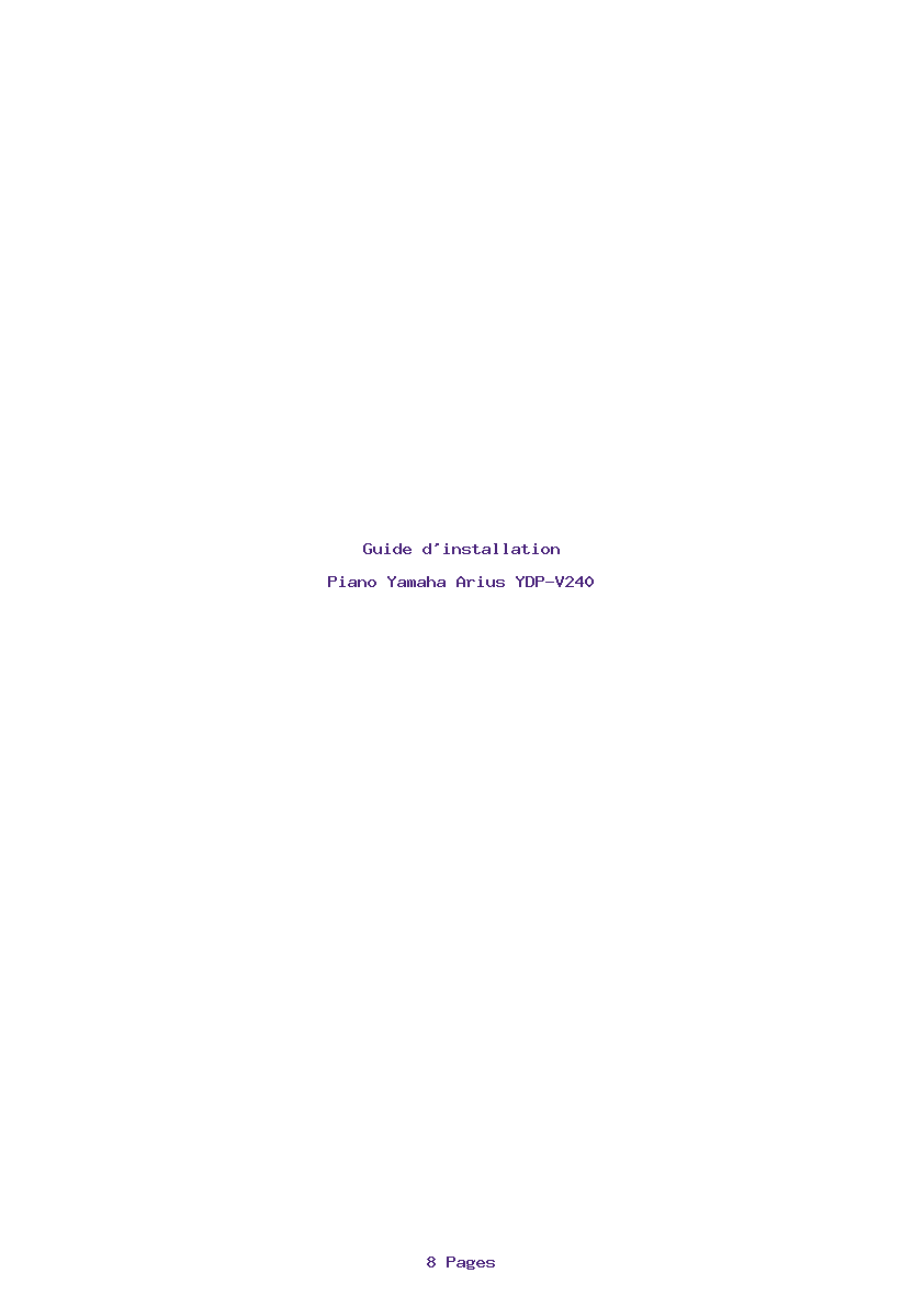 Page 1 de la notice Guide d'installation Yamaha Arius YDP-V240