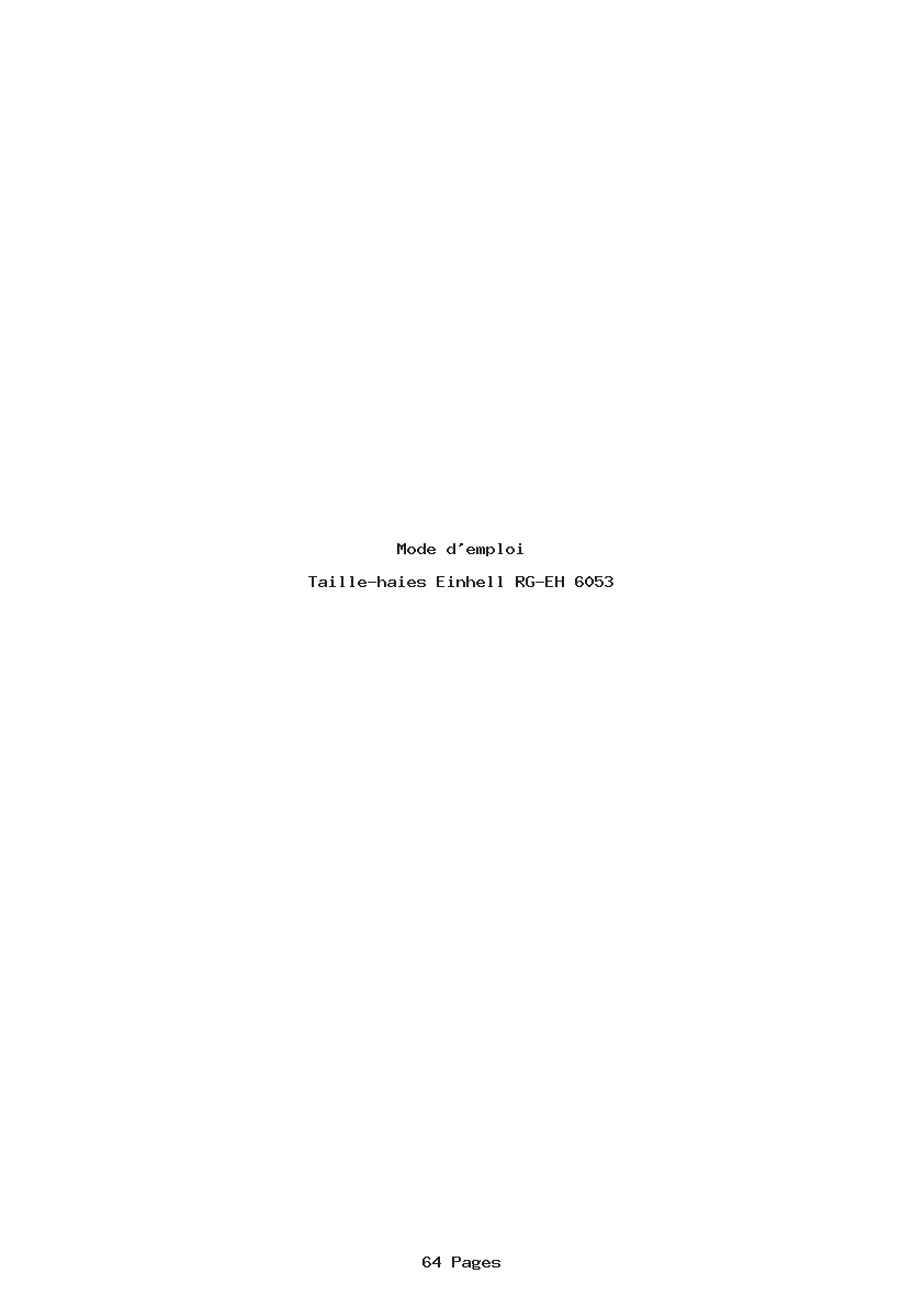 Page 1 de la notice Mode d'emploi Einhell RG-EH 6053