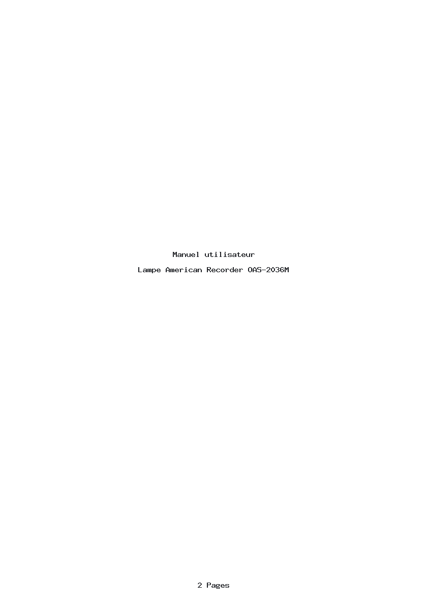 Page 1 de la notice Manuel utilisateur American Recorder OAS-2036M