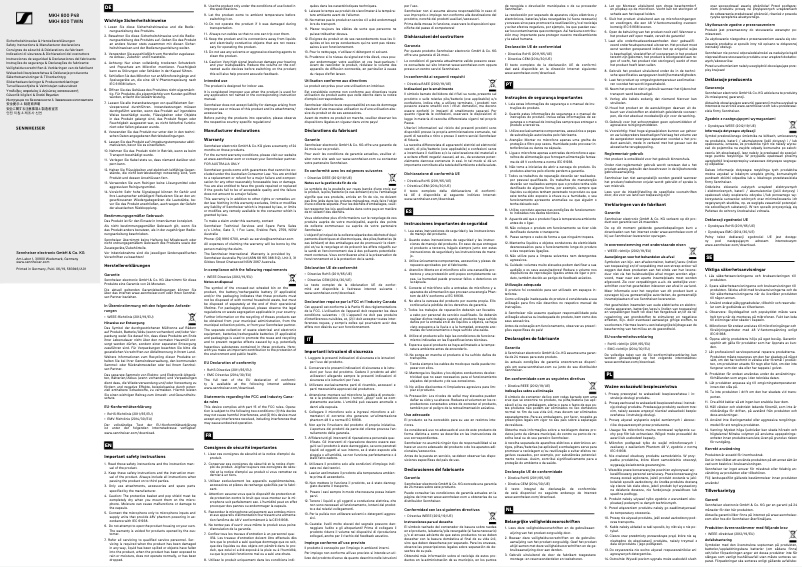 Page 1 de la notice Instructions de sécurité Sennheiser MKH 800 TWIN