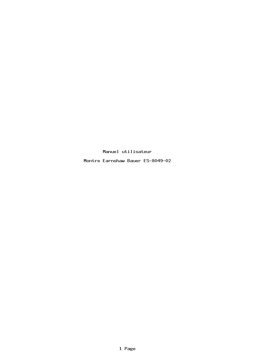 Page 1 de la notice Manuel utilisateur Earnshaw Bauer ES-8049-02