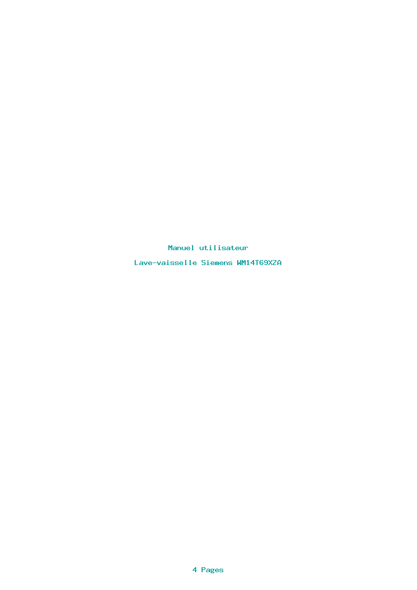Page 1 de la notice Manuel utilisateur Siemens WM14T69XZA