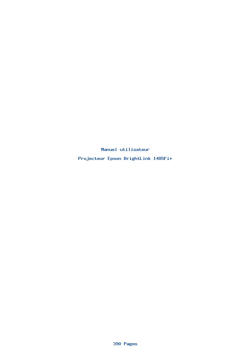 Page 1 de la notice Manuel utilisateur Epson BrightLink 1485Fi+