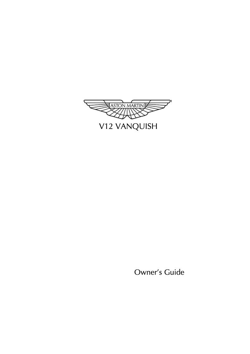 Page 1 de la notice Manuel utilisateur Aston Martin V12 Vanquish (2003)