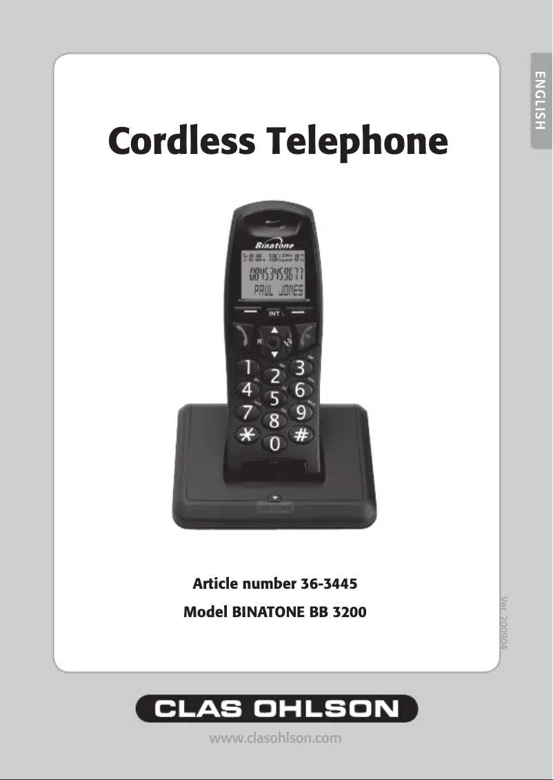 Page 1 of the manual User Manual Binatone BB3200