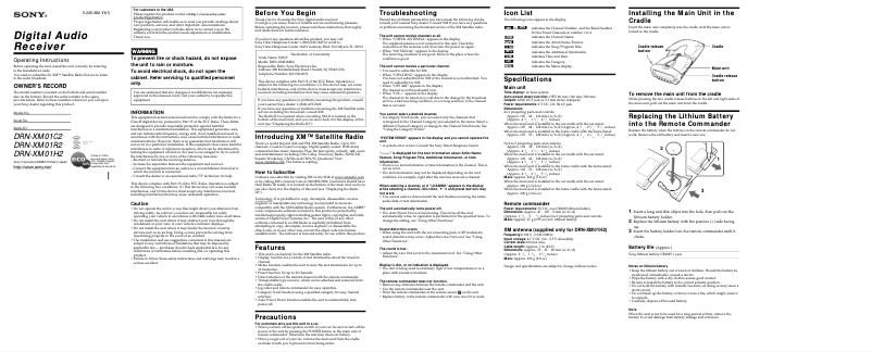 Page 1 de la notice Manuel utilisateur Sony DRN-XM01R2