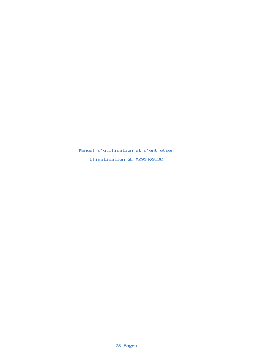 Page 1 de la notice Manuel d'utilisation et d'entretien GE AZ91H09E3C
