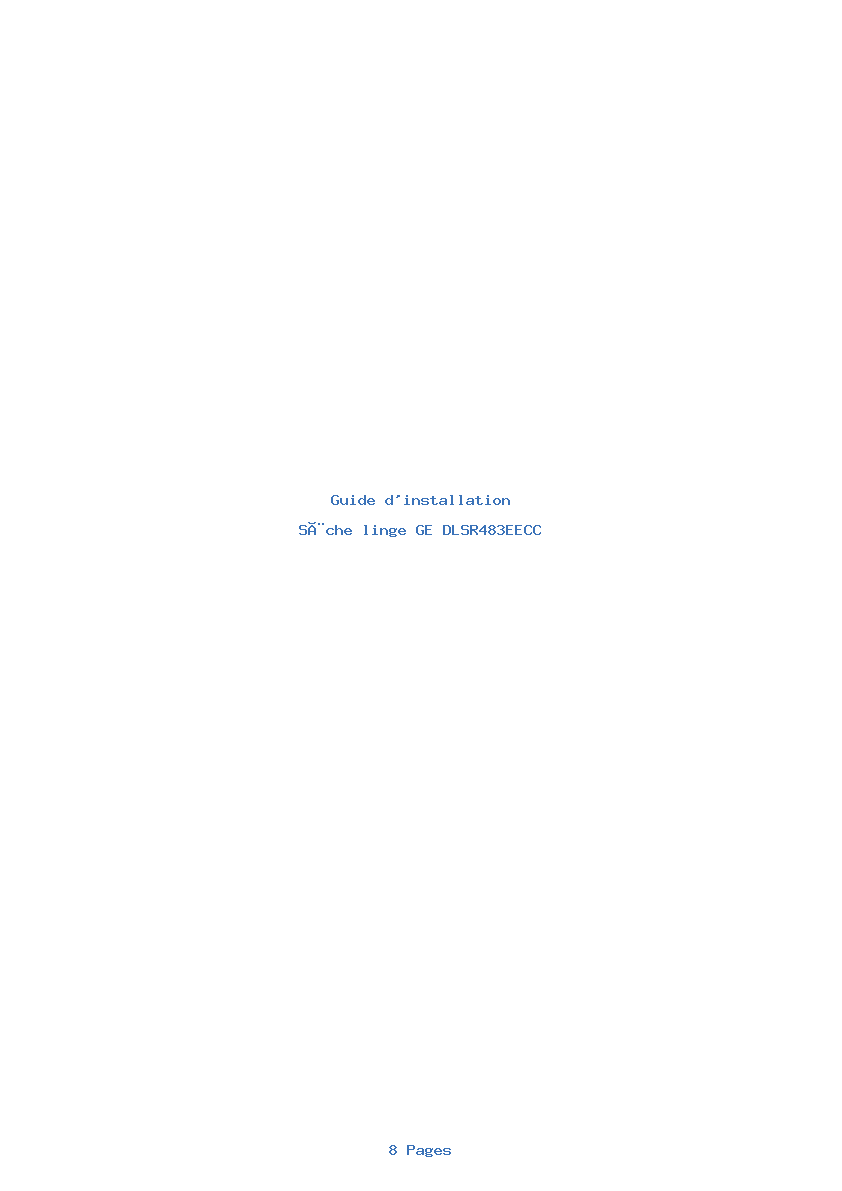 Page 1 de la notice Guide d'installation GE DLSR483EECC