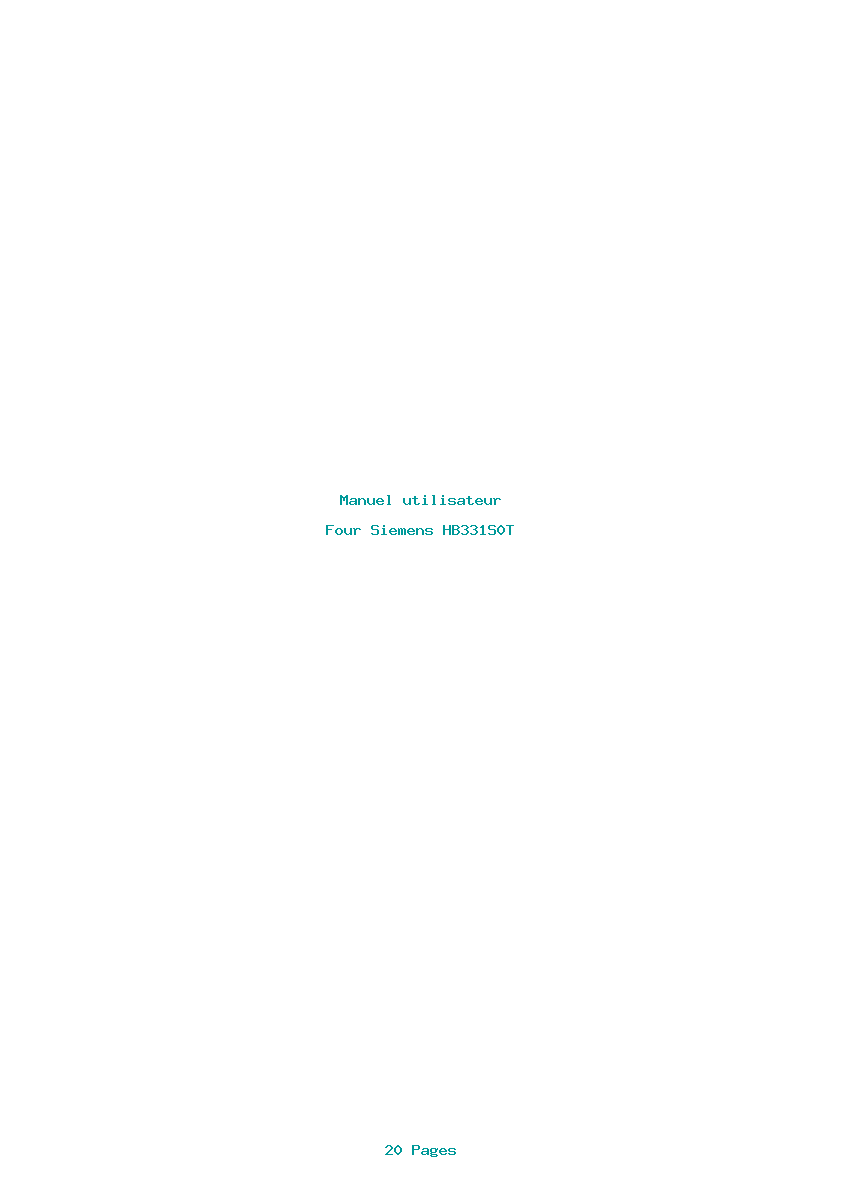 Page 1 de la notice Manuel utilisateur Siemens HB331S0T