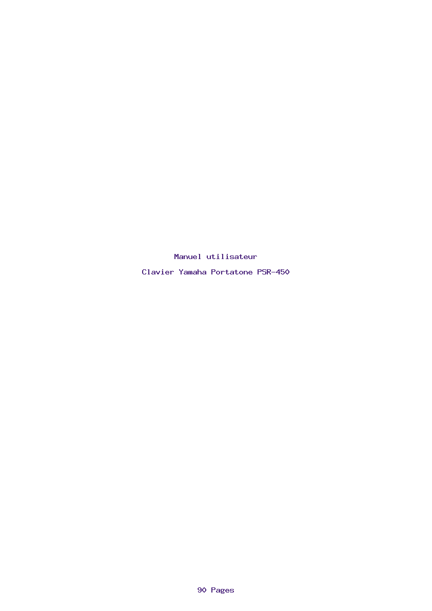 Page 1 de la notice Manuel utilisateur Yamaha Portatone PSR-450