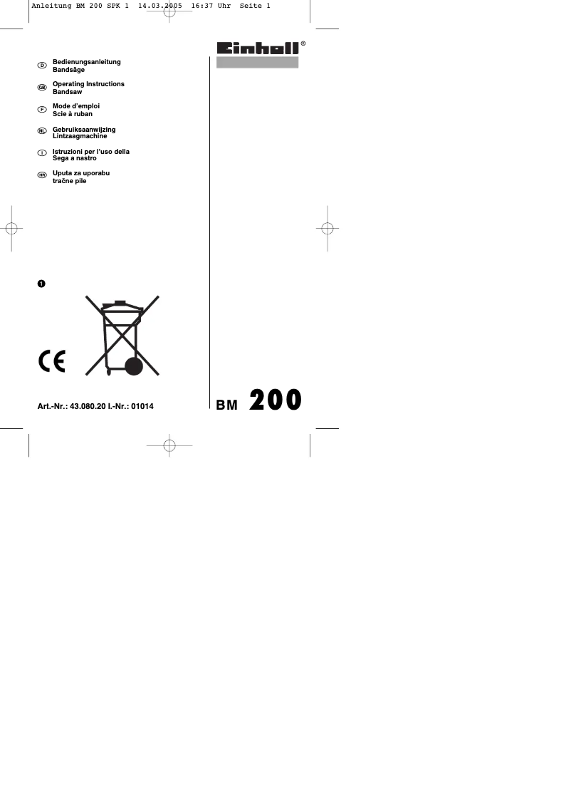 Página 1 del manual Manual de usuario Einhell BM 200
