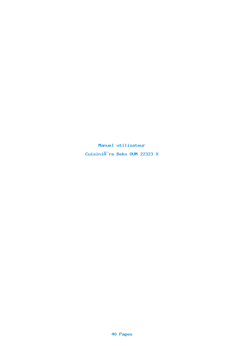 Page 1 de la notice Manuel utilisateur Beko OUM 22323 X