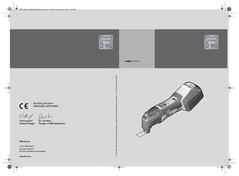 Page 1 de la notice Manuel utilisateur Fein AFMM 14