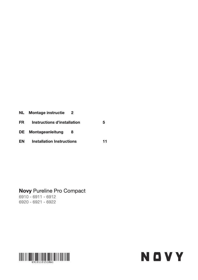 Page 1 de la notice Manuel utilisateur Novy Pureline Pro Compact 6912