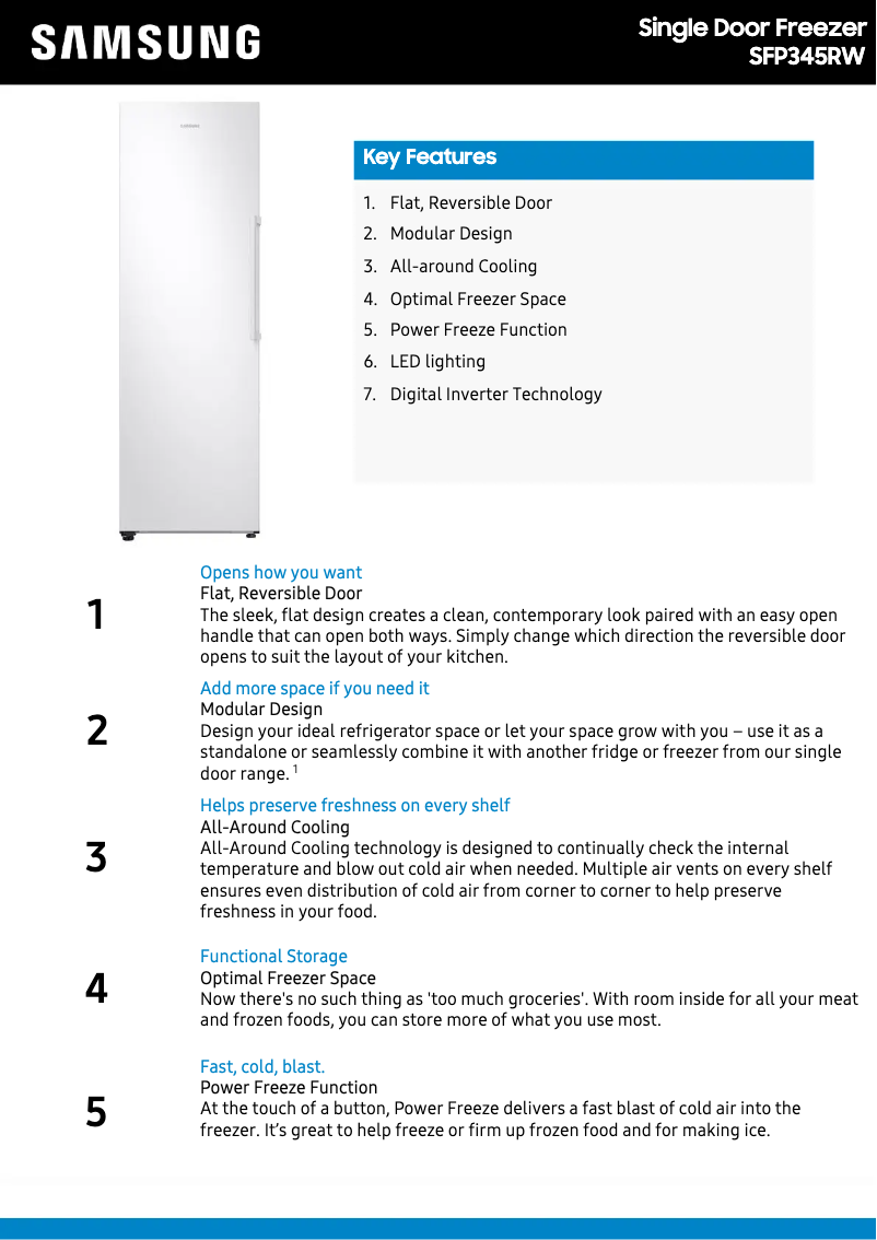 Page 1 de la notice Fiche technique Samsung SFP345RW
