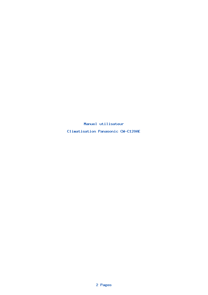 Page 1 de la notice Manuel utilisateur Panasonic CW-C120AE
