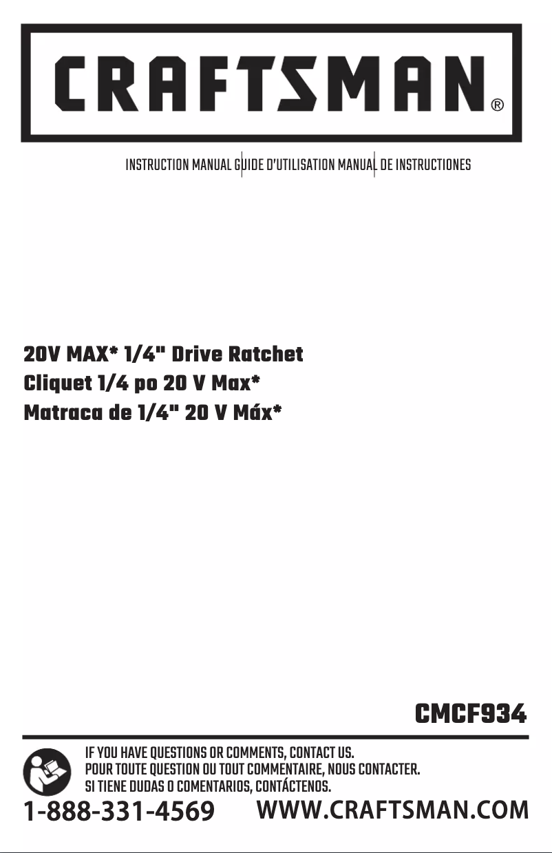 Page 1 de la notice Manuel utilisateur Craftsman CMCF934