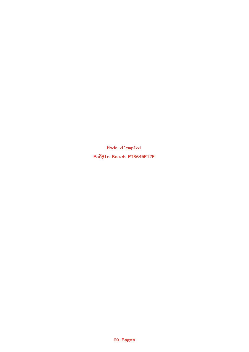 Page 1 de la notice Mode d'emploi Bosch PIB645F17E