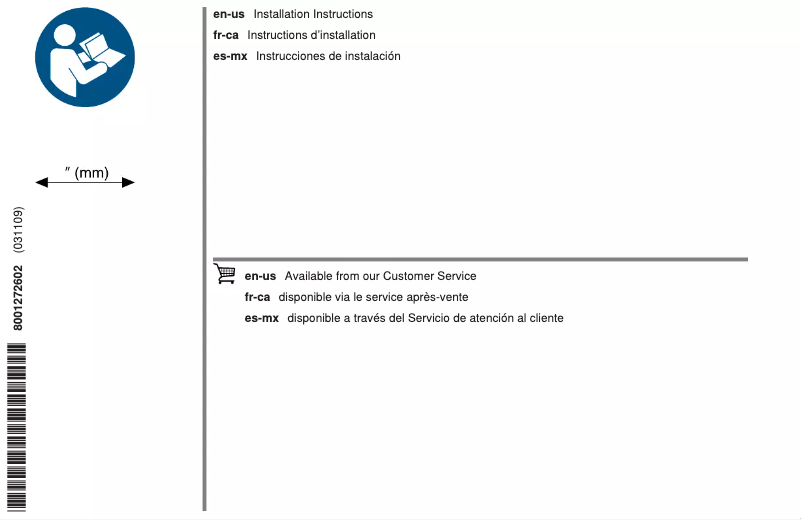 Page 1 de la notice Guide d'installation Thermador T48BT110NS