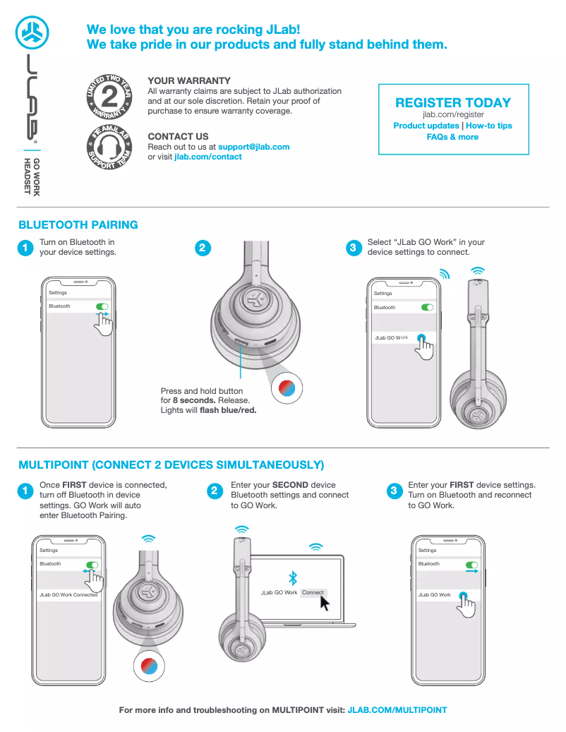 Page 1 de la notice Manuel utilisateur JLab Go Work POP Wireless