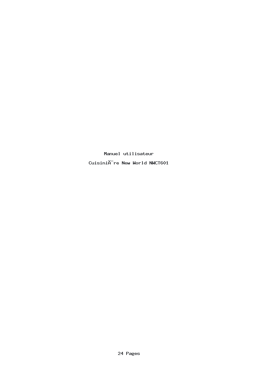 Page 1 de la notice Manuel utilisateur New World NWCT601