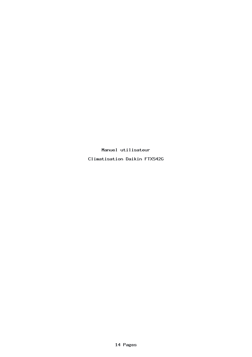 Page 1 de la notice Manuel utilisateur Daikin FTXS42G