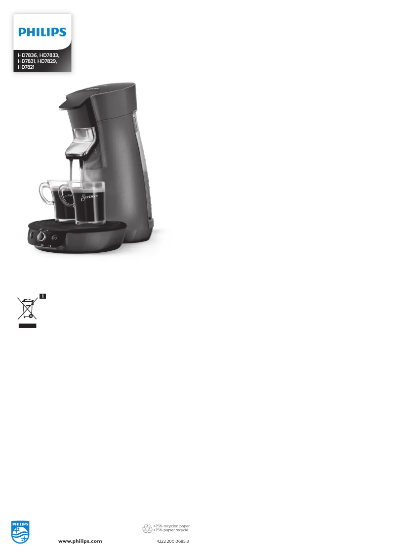 Página 1 del manual Manual de usuario Philips Senseo Viva Café Style HD7833