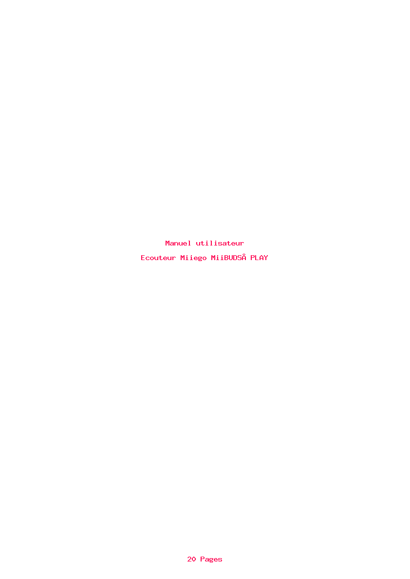 Page 1 de la notice Manuel utilisateur Miiego MiiBUDS PLAY