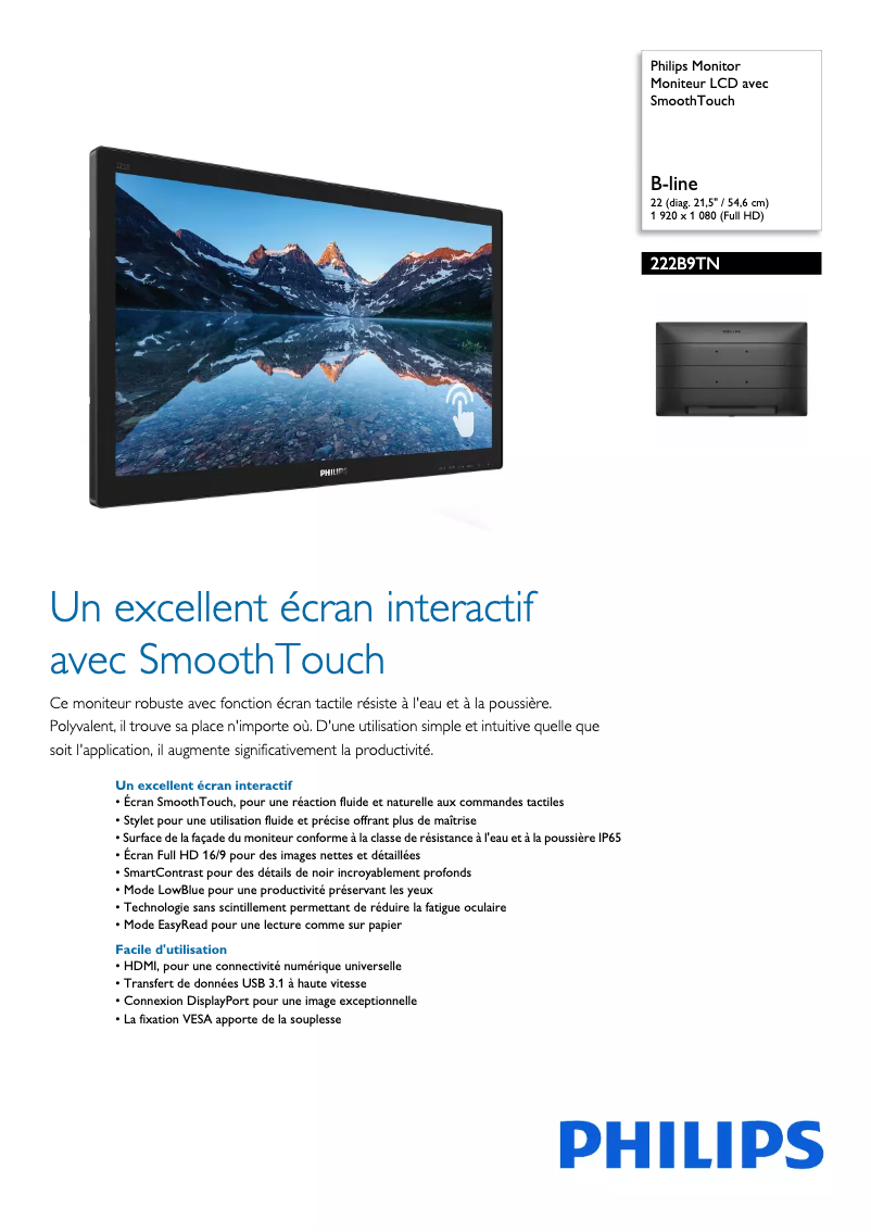Page n°1 - Fiche technique Philips 222B9TN