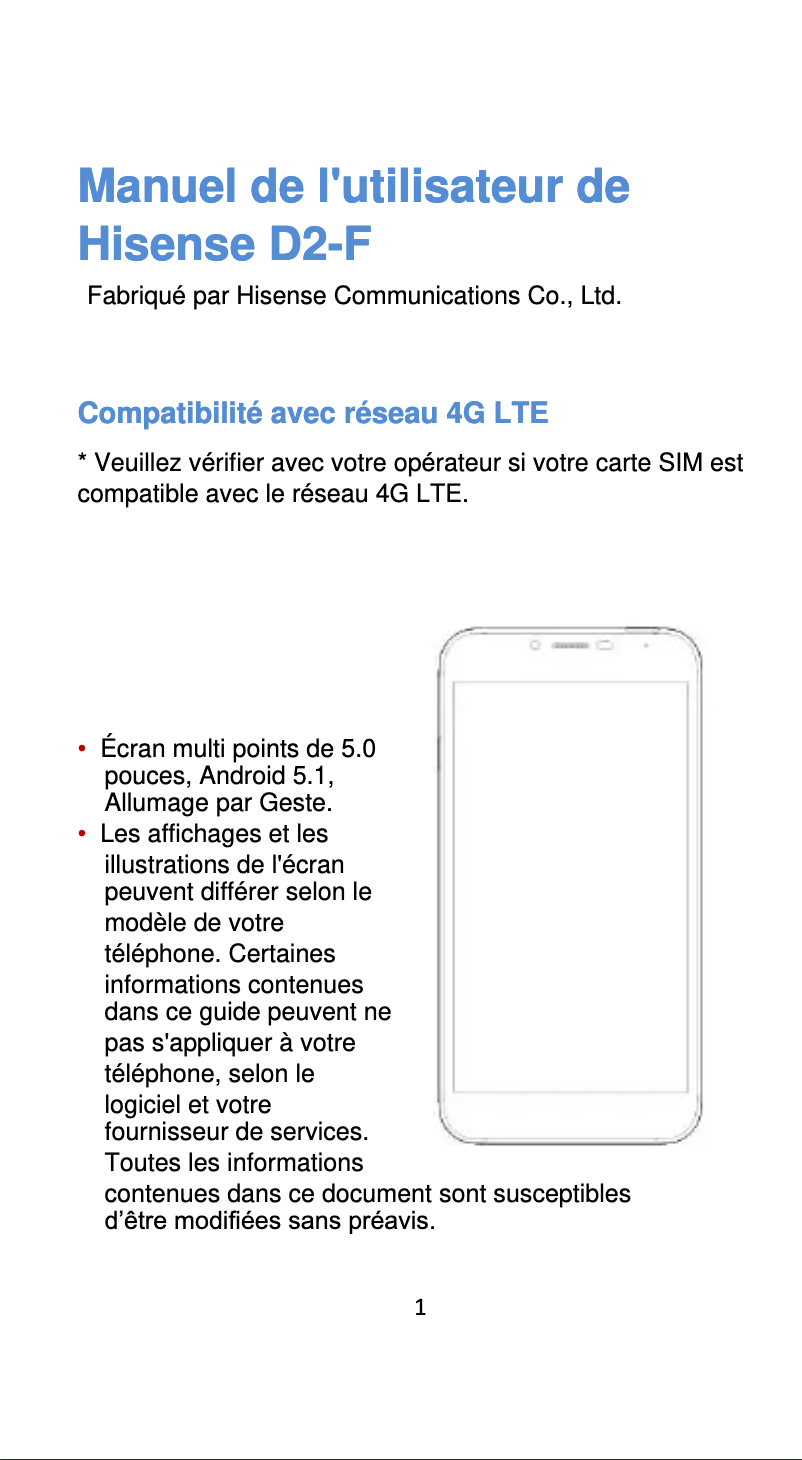 Página 1 del manual Manual de usuario Hisense D2-F