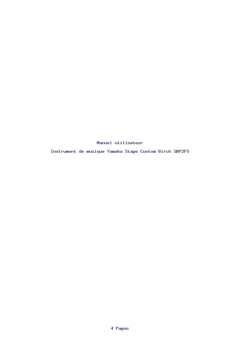 Page 1 de la notice Manuel utilisateur Yamaha Stage Custom Birch SBP2F5