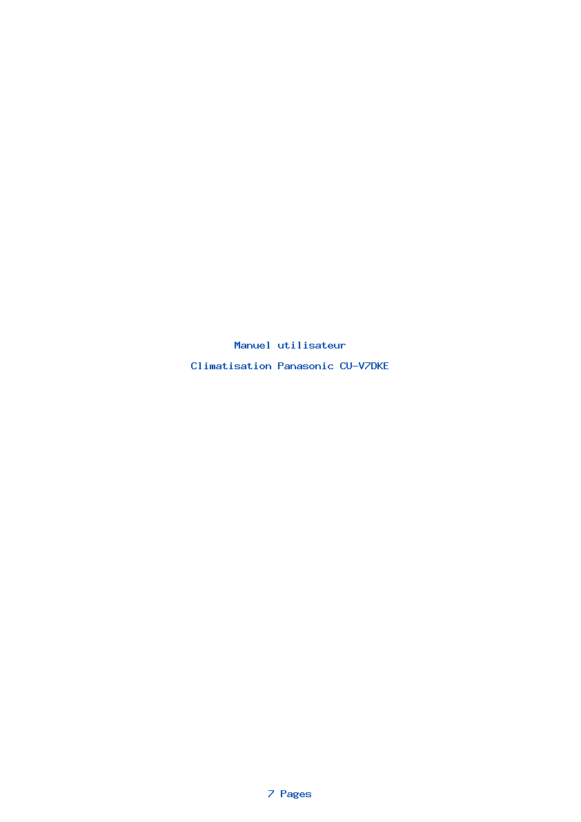 Page 1 de la notice Manuel utilisateur Panasonic CU-V7DKE