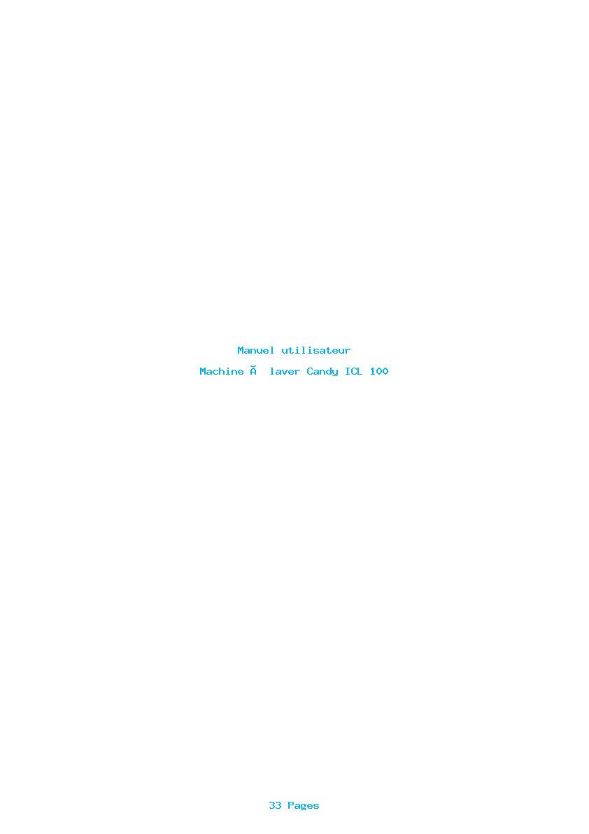 Page 1 de la notice Manuel utilisateur Candy ICL 100