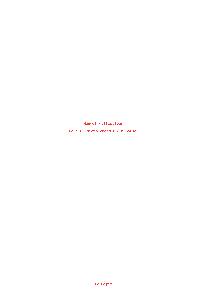 Page 1 de la notice Manuel utilisateur LG MS-2020S