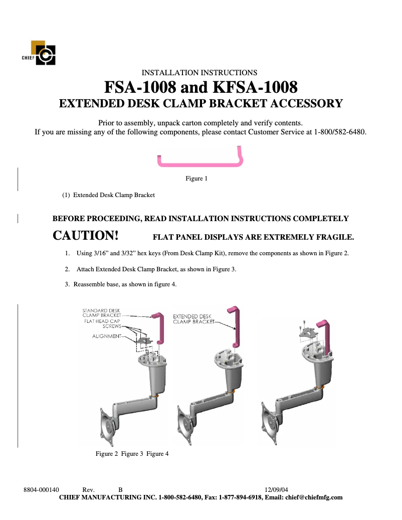 Page 1 de la notice Manuel utilisateur Chief KSA1008B