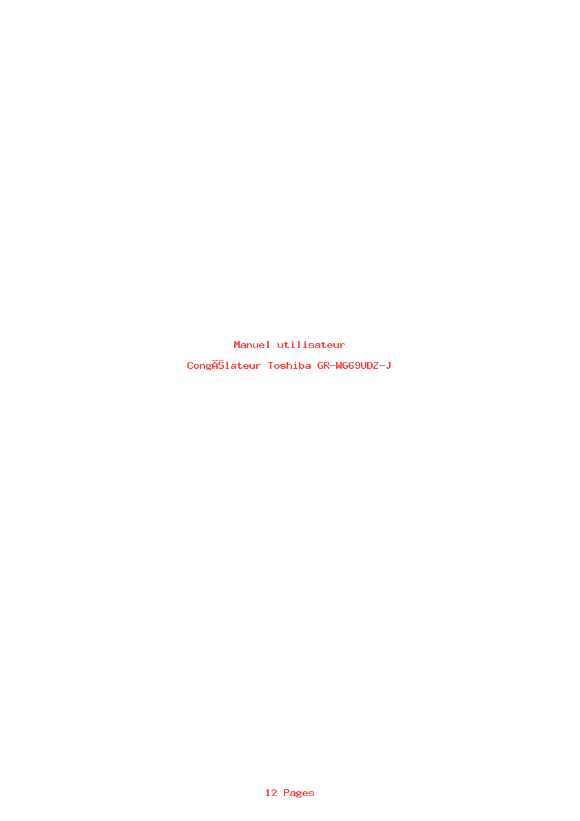 Page 1 de la notice Manuel utilisateur Toshiba GR-WG69UDZ-J
