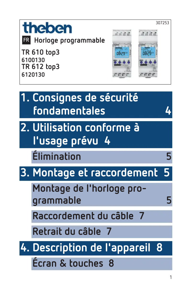 Page 1 de la notice Manuel utilisateur Theben TR 612 top3