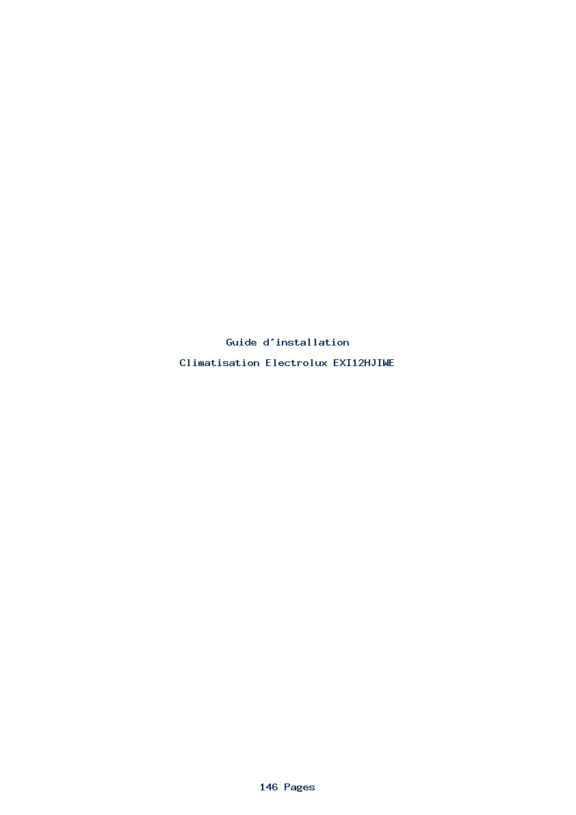 Page 1 de la notice Guide d'installation Electrolux EXI12HJIWE