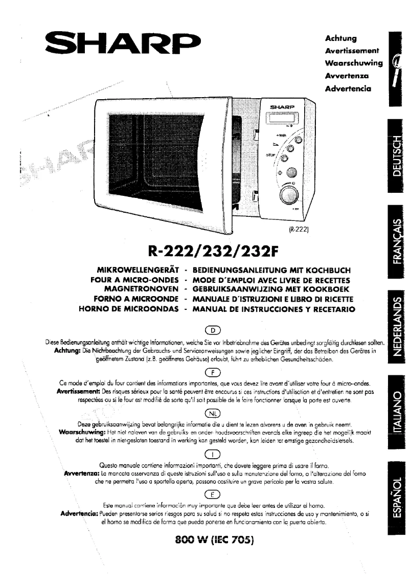 Page 1 of the manual User Manual Sharp R-222W