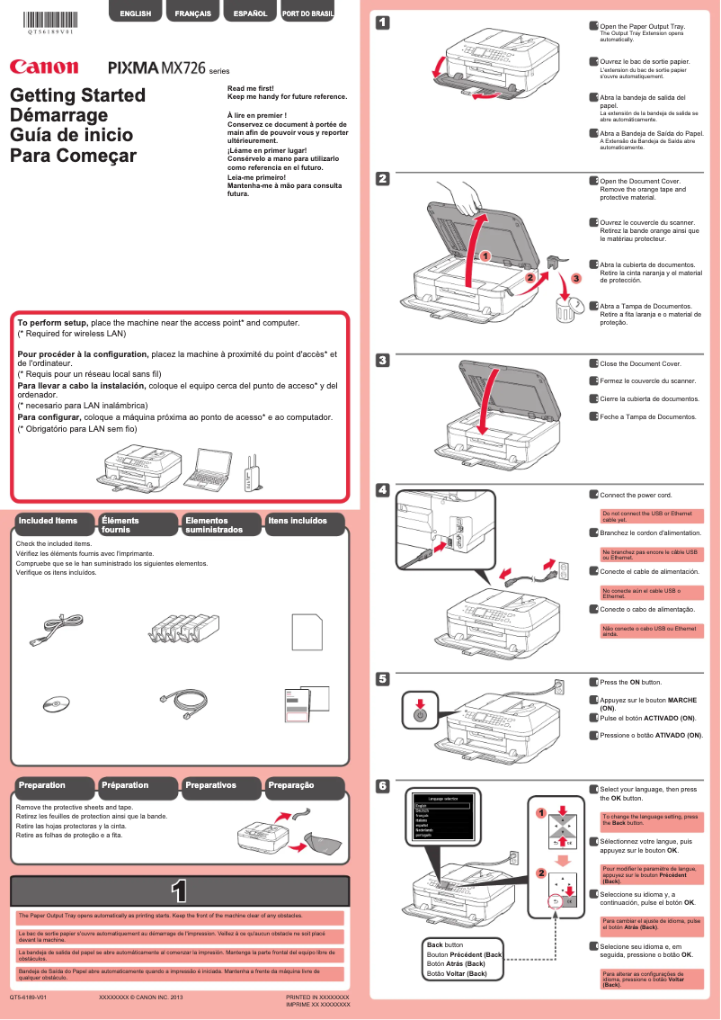 Page 1 de la notice Manuel utilisateur Canon Pixma MX726