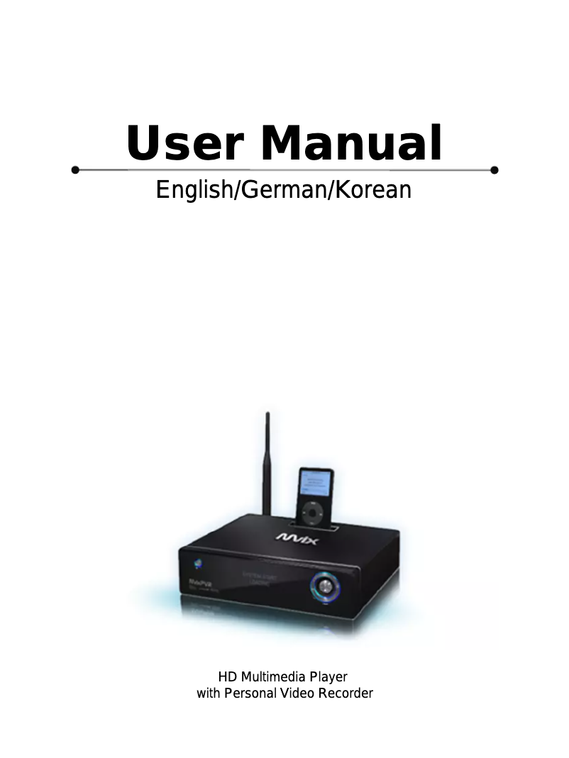 Página 1 del manual Manual de usuario Mvix MXPVR-1000