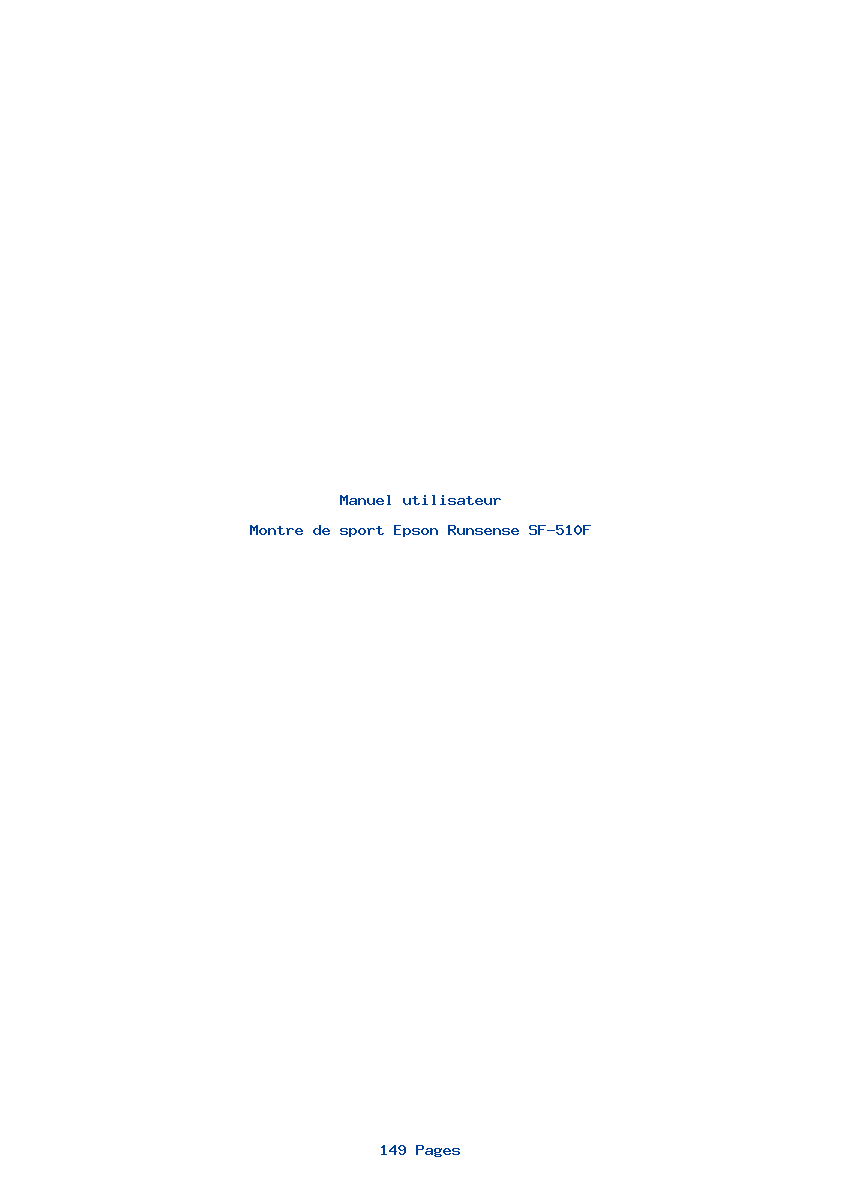 Page 1 de la notice Manuel utilisateur Epson Runsense SF-510F
