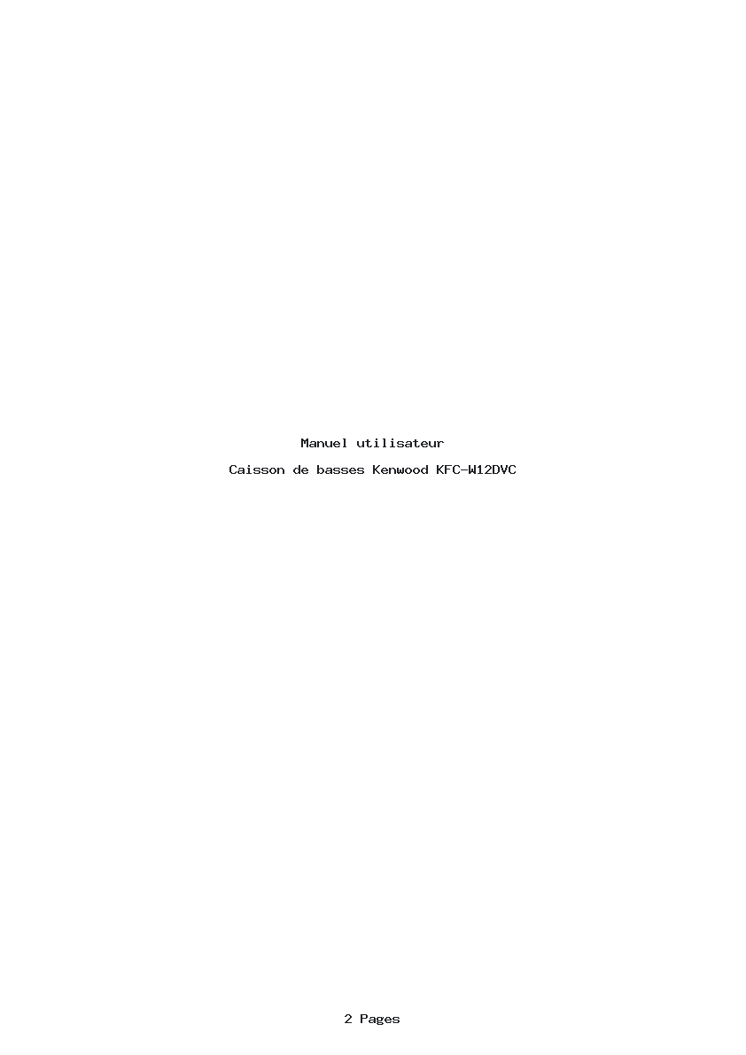 Page 1 de la notice Manuel utilisateur Kenwood KFC-W12DVC