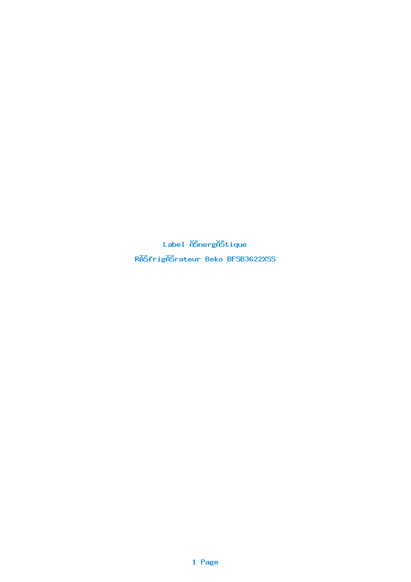 Page 1 de la notice Label énergétique Beko BFSB3622XSS