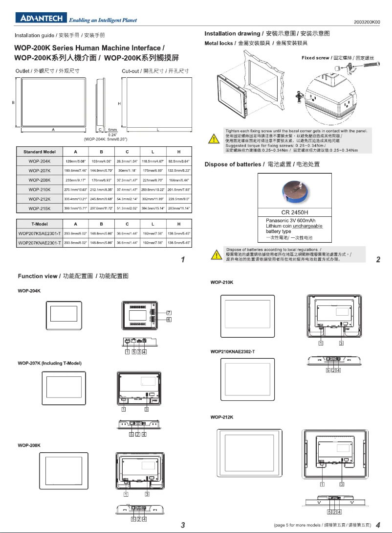 Página 1 del manual Manual de usuario Advantech WOP-210K-NAE