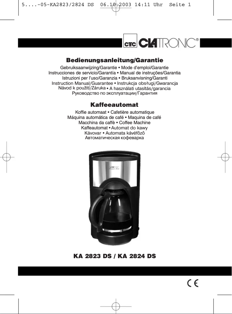 Page 1 de la notice Manuel utilisateur Clatronic DS 2823