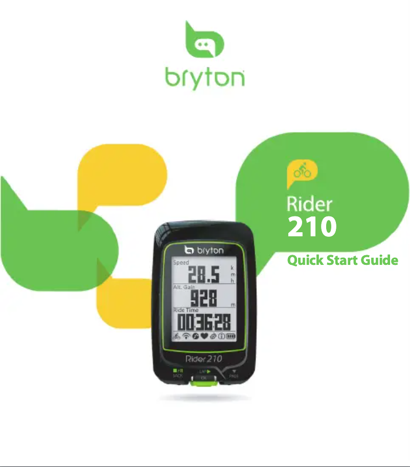 Page 1 de la notice Guide de démarrage rapide Bryton Rider 210