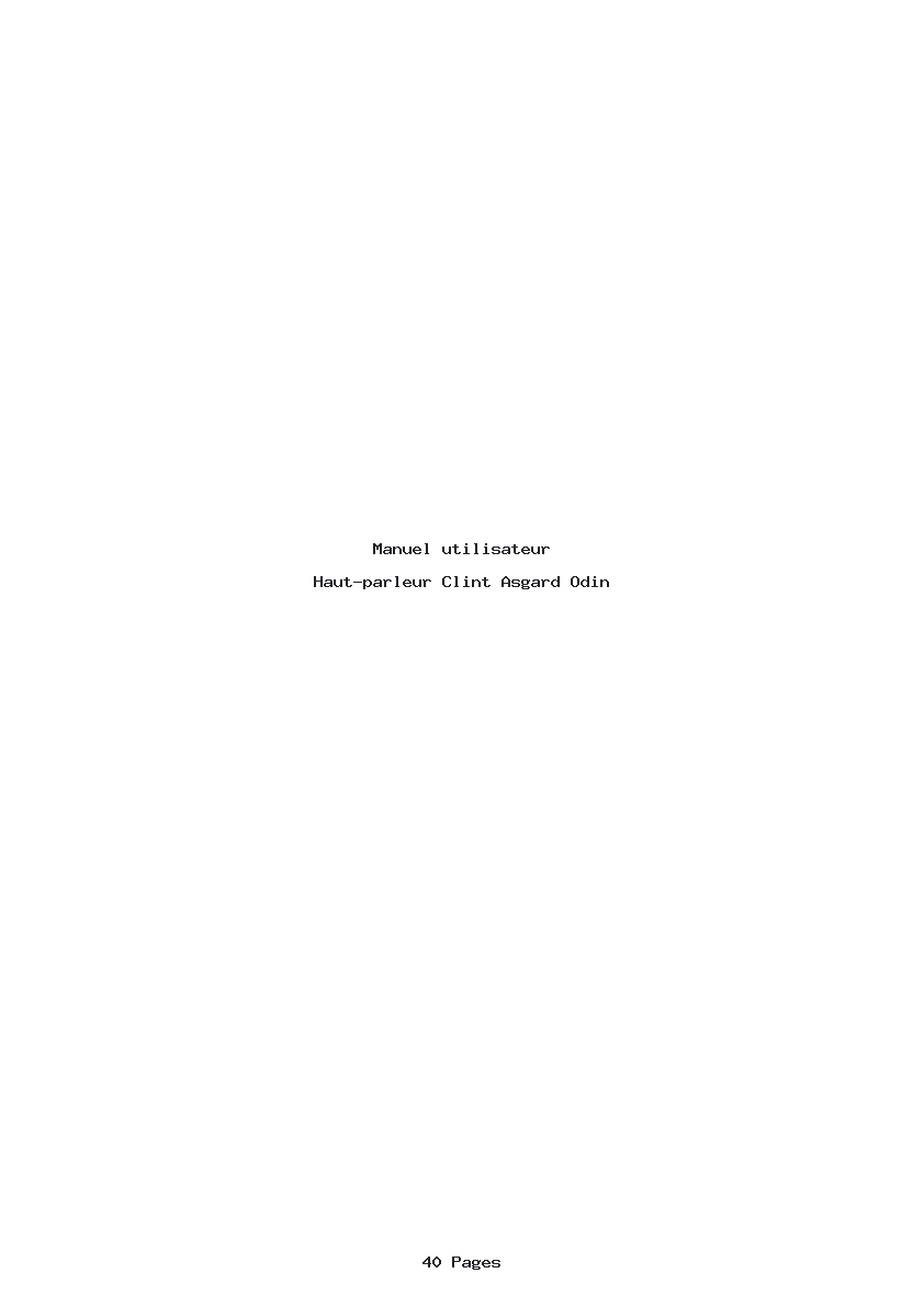 Page 1 de la notice Manuel utilisateur Clint Asgard Odin